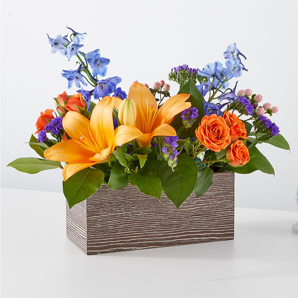 Radiant Citrus Box Bouquet – Lasting Impressions Flowers Llc, Flemingsburg KY