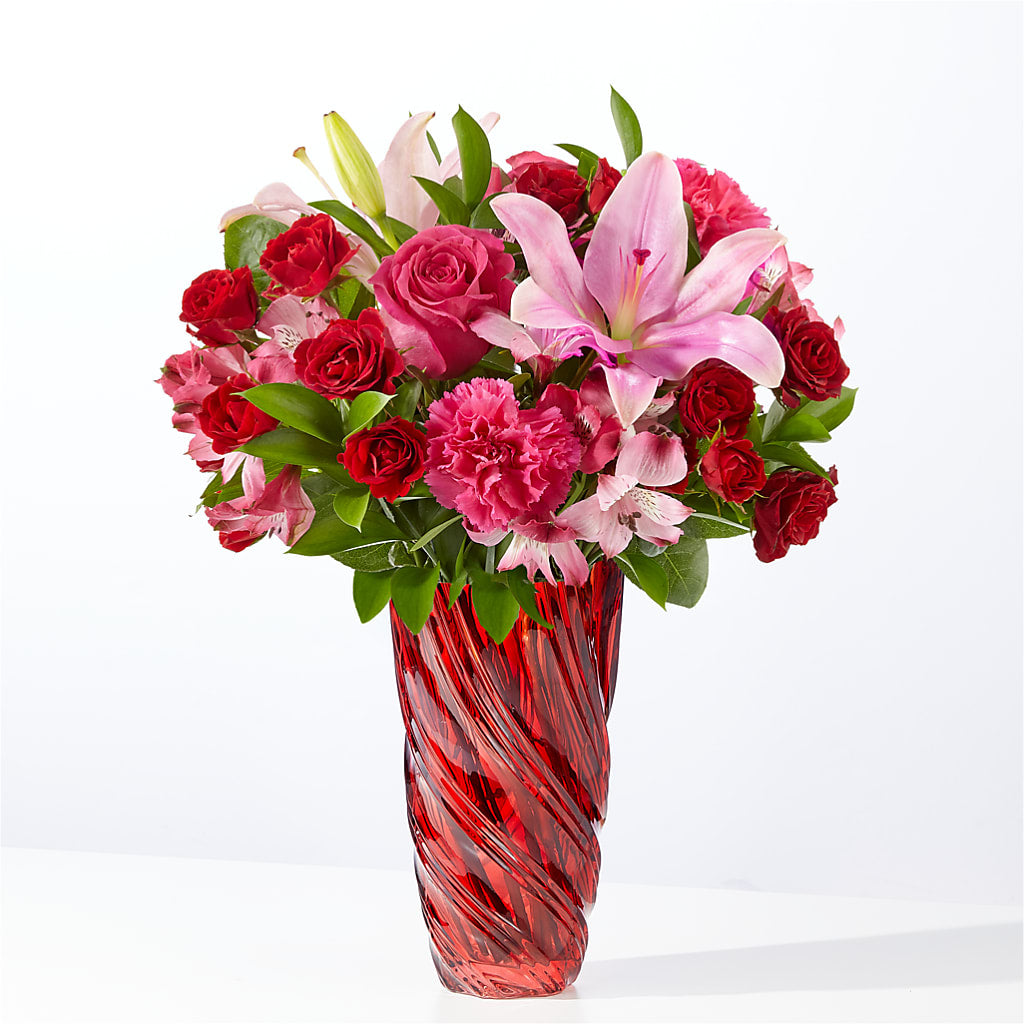 In Love Bouquet with Luxe Swirl Vase – Lasting Impressions Flowers Llc, Flemingsburg KY