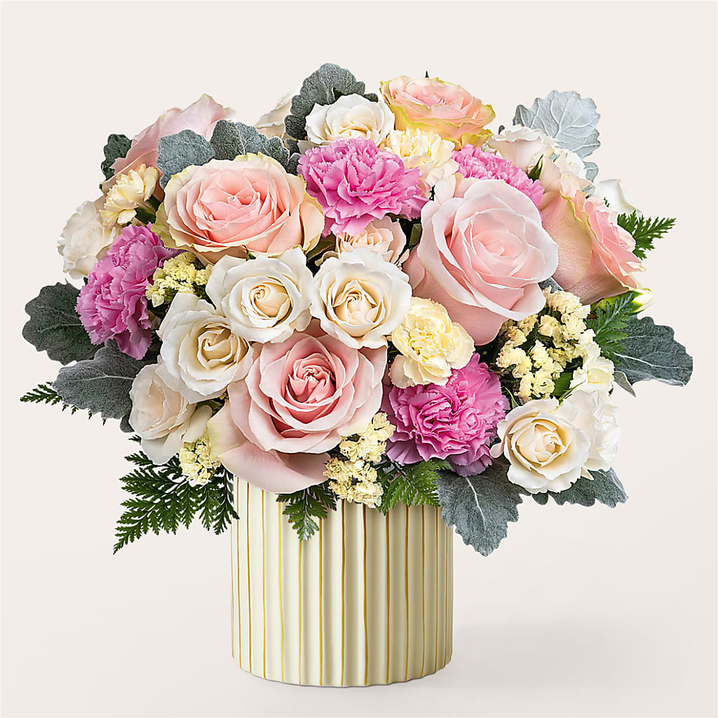 Blissful Moments Bouquet with Ivory Vase – Lasting Impressions Flowers Llc, Flemingsburg KY