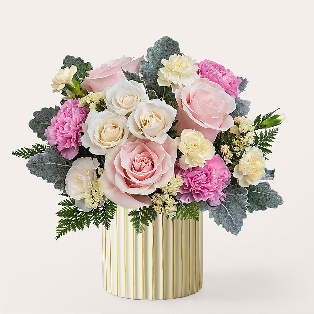 Blissful Moments Bouquet with Ivory Vase – Lasting Impressions Flowers Llc, Flemingsburg KY