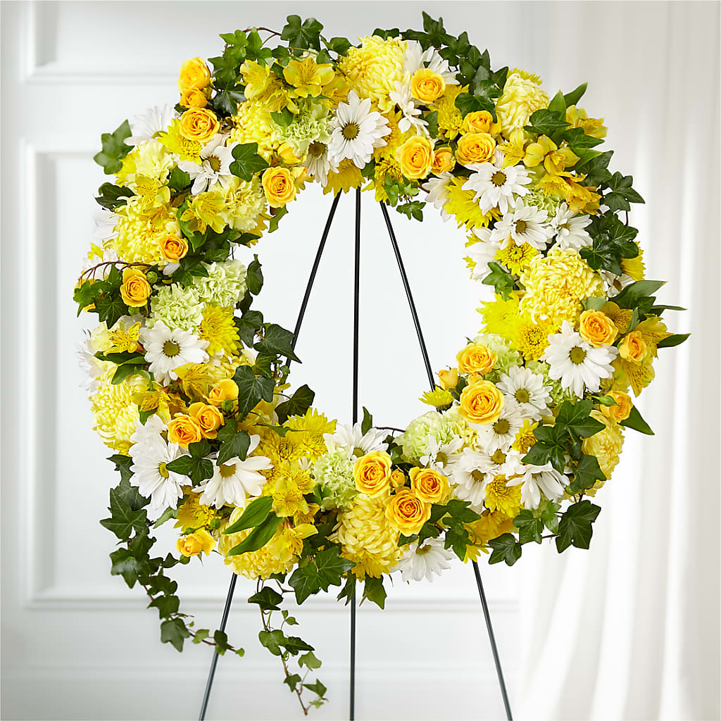 Golden Remembrance Wreath – Lasting Impressions Flowers Llc, Flemingsburg KY