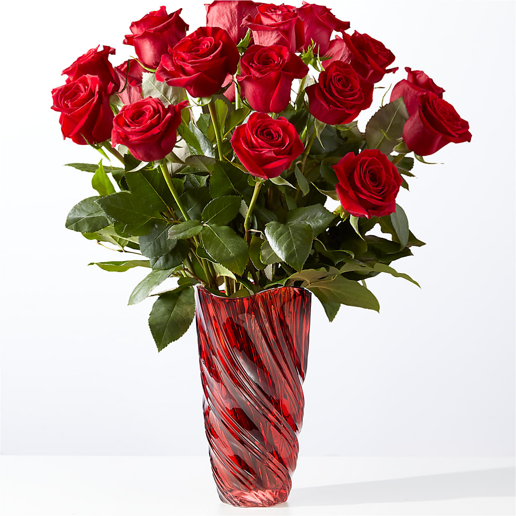 Classic Love Red Rose Bouquet with Luxe Swirl Vase – Lasting Impressions Flowers Llc, Flemingsburg KY