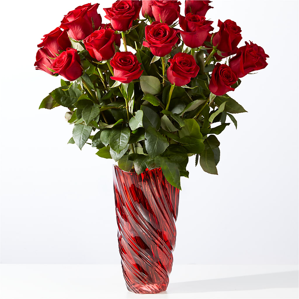 Classic Love Red Rose Bouquet with Luxe Swirl Vase – Lasting Impressions Flowers Llc, Flemingsburg KY