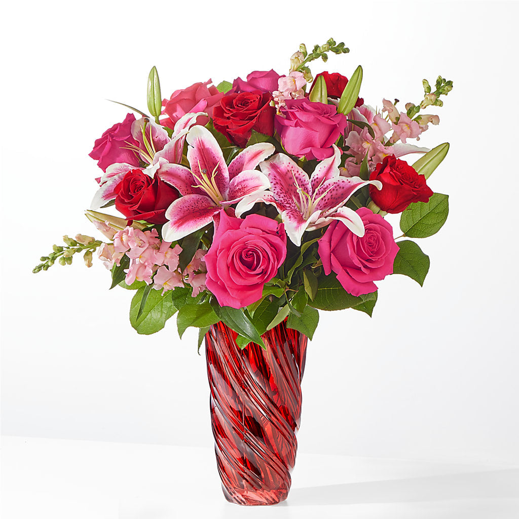 Always You Bouquet with Luxe Swirl Vase – Lasting Impressions Flowers Llc, Flemingsburg KY