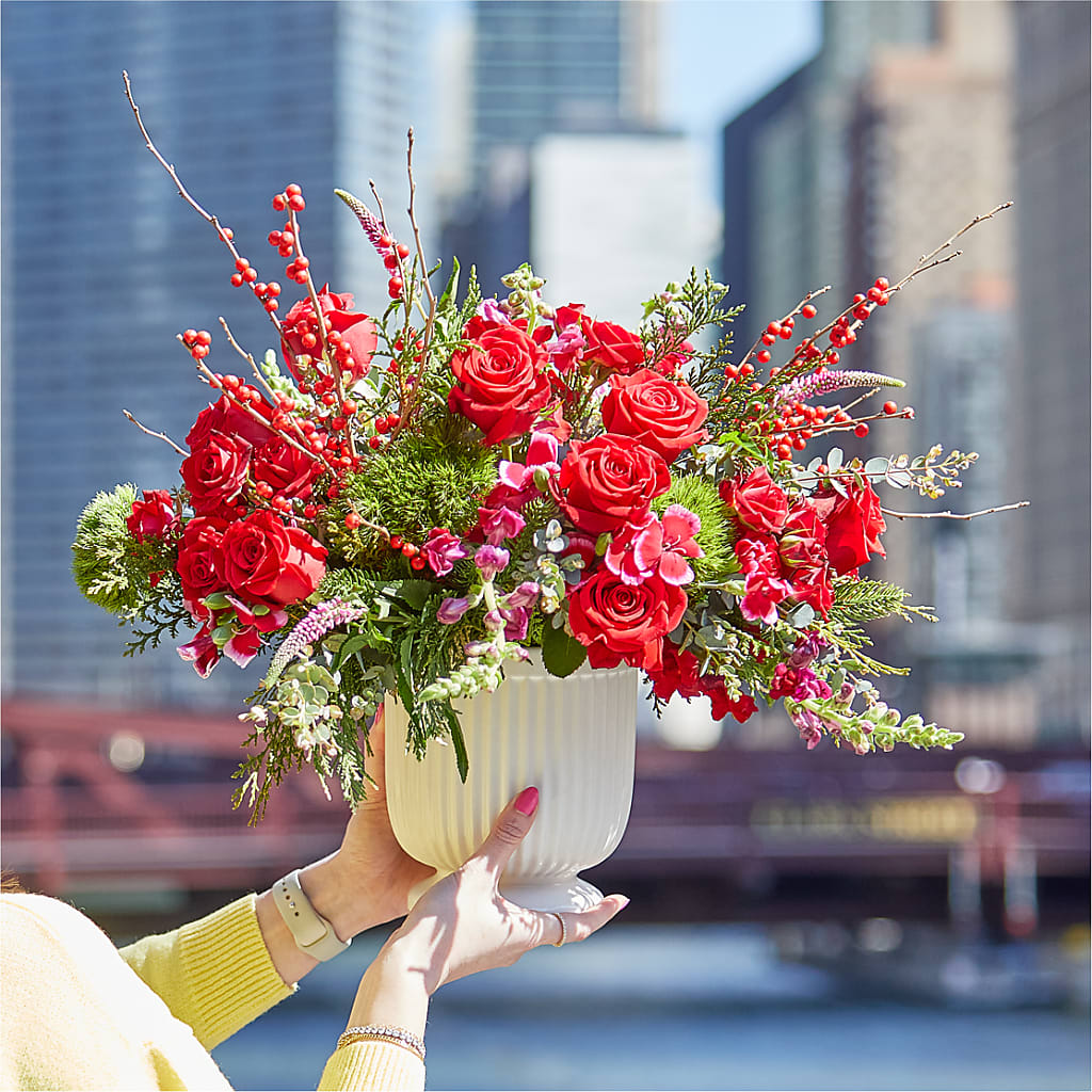 Big Red Bow Bouquet –  Lasting Impressions Flowers Llc, Flemingsburg KY