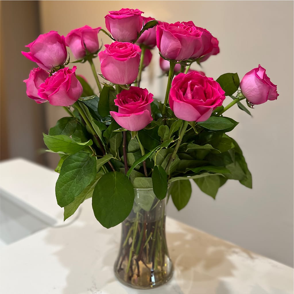 Long Stem Pink Rose Bouquet –  Lasting Impressions Flowers Llc, Flemingsburg KY
