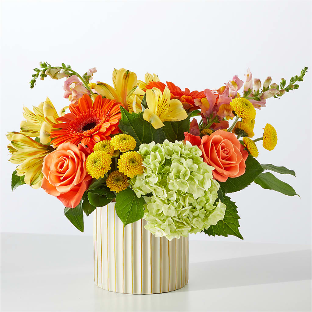 Autumn Sunshine Bouquet with Ivory Vase –  Lasting Impressions Flowers Llc, Flemingsburg KY