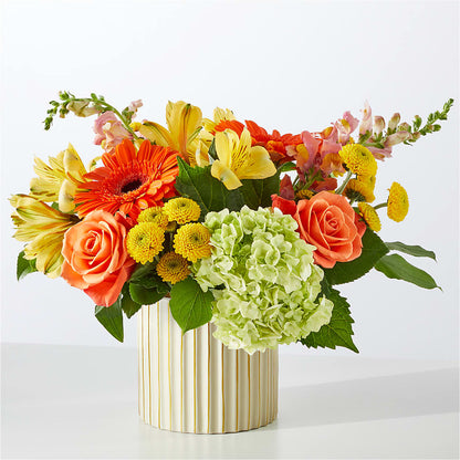 Autumn Sunshine Bouquet with Ivory Vase –  Lasting Impressions Flowers Llc, Flemingsburg KY