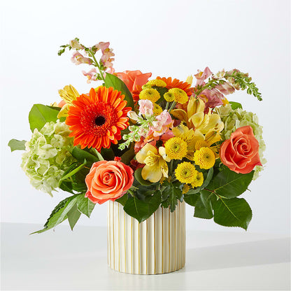 Autumn Sunshine Bouquet with Ivory Vase –  Lasting Impressions Flowers Llc, Flemingsburg KY