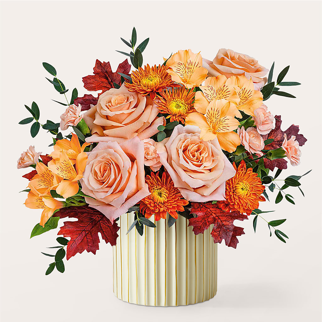 Spiced Latte Bouquet with Ivory Vase –  Lasting Impressions Flowers Llc, Flemingsburg KY