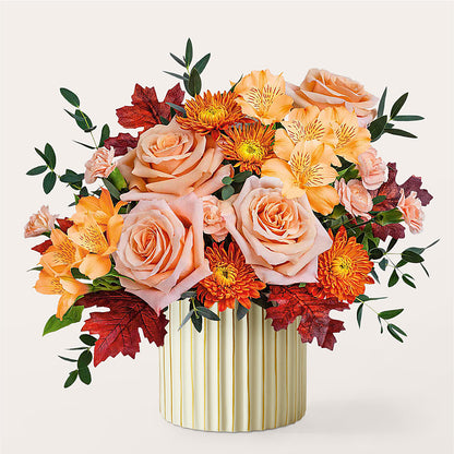 Spiced Latte Bouquet with Ivory Vase –  Lasting Impressions Flowers Llc, Flemingsburg KY