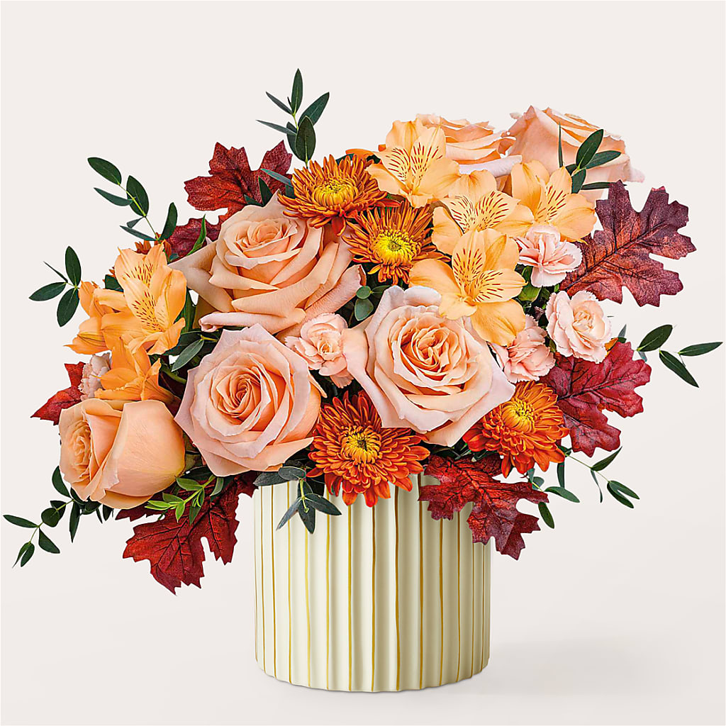 Spiced Latte Bouquet with Ivory Vase –  Lasting Impressions Flowers Llc, Flemingsburg KY