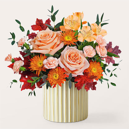 Spiced Latte Bouquet with Ivory Vase –  Lasting Impressions Flowers Llc, Flemingsburg KY