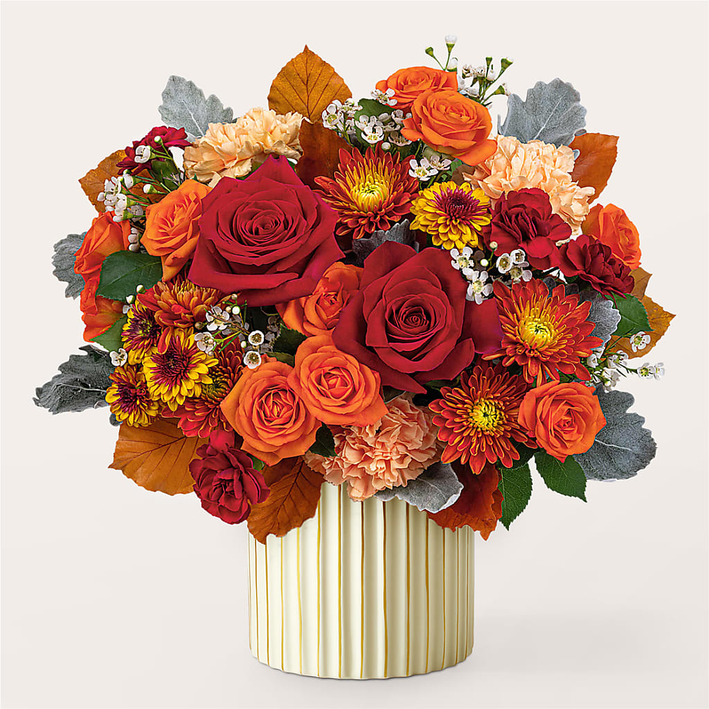 Merlot Bouquet with Ivory Vase –  Lasting Impressions Flowers Llc, Flemingsburg KY