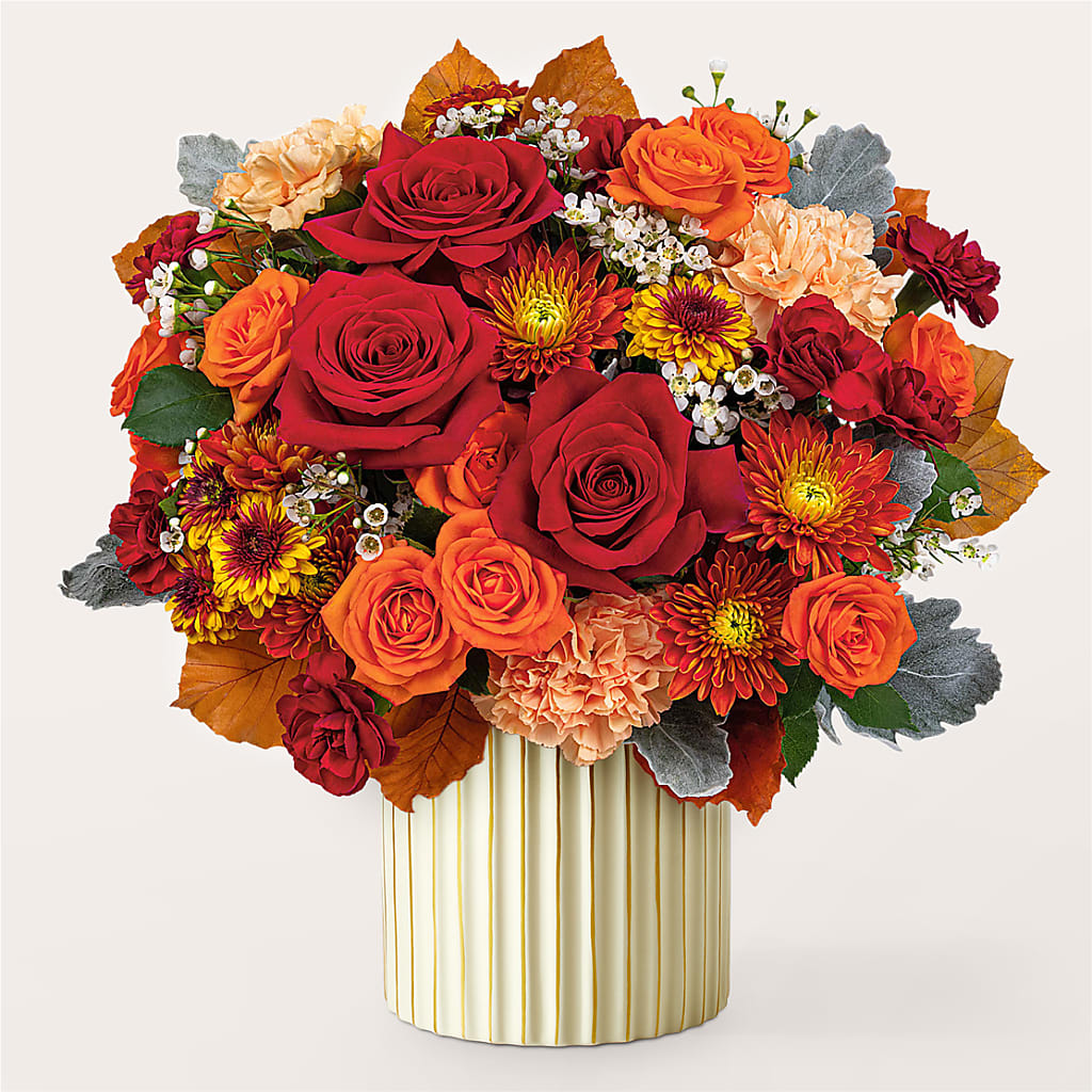 Merlot Bouquet with Ivory Vase –  Lasting Impressions Flowers Llc, Flemingsburg KY