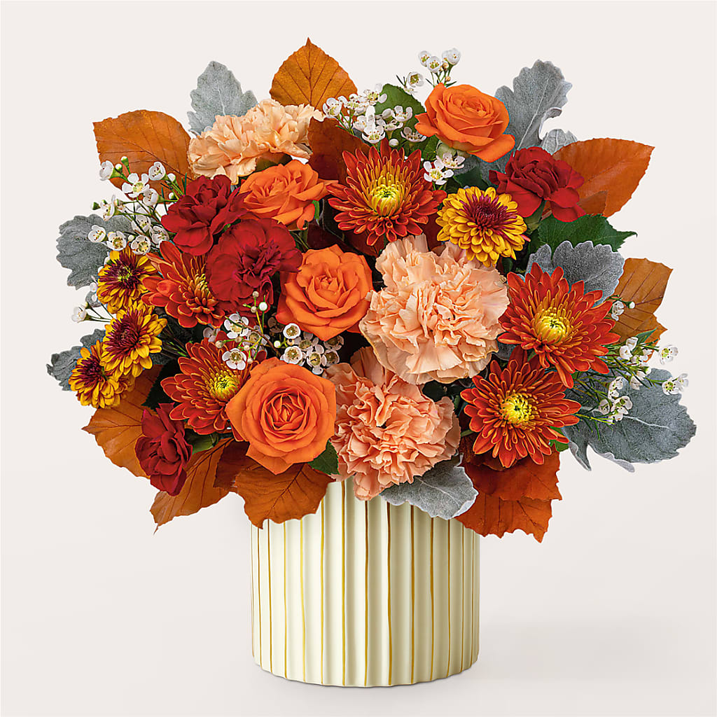 Merlot Bouquet with Ivory Vase –  Lasting Impressions Flowers Llc, Flemingsburg KY