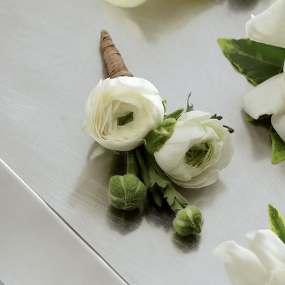 White Ranunculus Boutonniere –  Lasting Impressions Flowers Llc, Flemingsburg KY